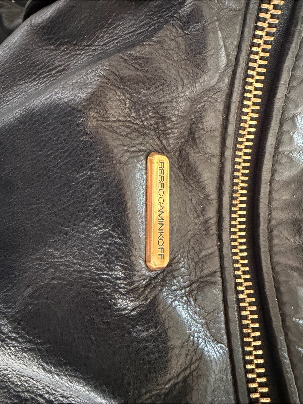Rebecca Minkoff Black Leather Shoulder Bag with Gold Hardware - Picture 3 of 6